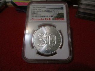 2018 Canada Silver $5 Maple Leaf 30th Anniversary Ngc Ms 69 First Rel Mf - T3698