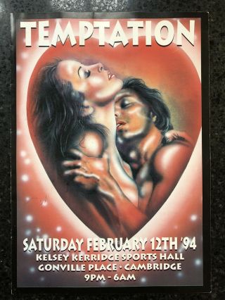 Temptation Rave Flyer 12.  2.  94 Cambridge Flyer