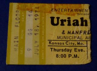 Uriah Heep Concert Ticket Stub July 18,  1974 Kansas City,  Mo.  Municipal Audit.