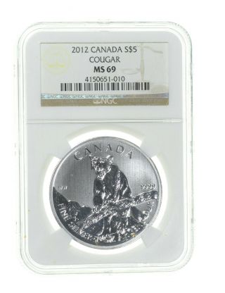 Ms69 2012 Canada $5.  00 - 1 Oz.  Silver Cougar - Graded Ngc 168