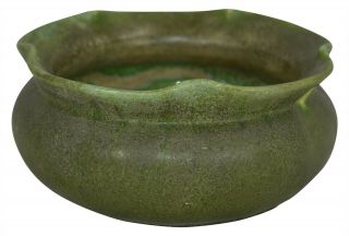 Grueby Pottery Matte Green Pinched Rim Low Bowl
