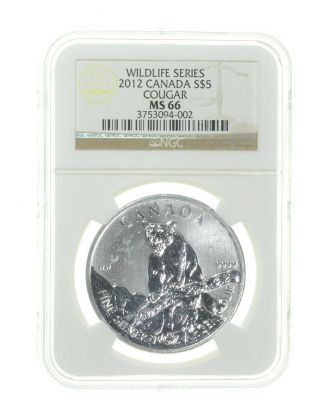 Ms66 2012 Canada $5.  00 - 1 Oz.  Silver Cougar - Wildlife - Graded Ngc 163