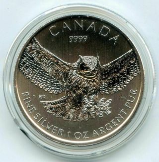 2015 Canada Great Horned Owl Birds Of Prey Series $5 1 Oz Silver Bullion Coin