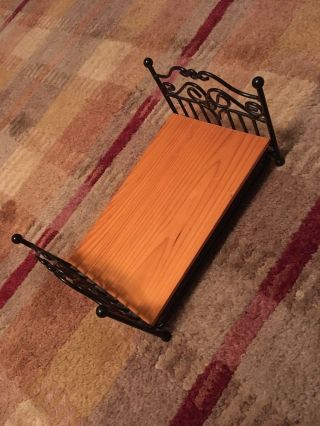Doll Bed Dollhouse Furniture Black Metal And Wood Detailed Heavy Duty 9x5x5”