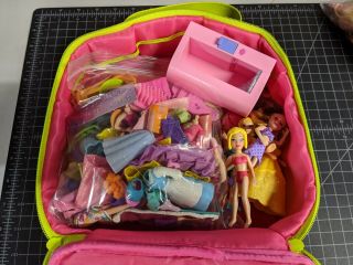 Large Assortment Of Polly Pocket Dolls,  Clothes And Accessories Travel Vintage