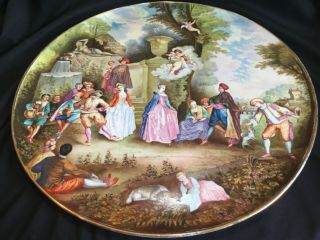 Monumental Huge 19” Royal Vienna Hand Painted Plaque Charger Romantic Cherubs