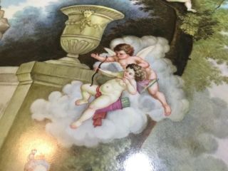 Monumental Huge 19” Royal Vienna Hand Painted Plaque Charger Romantic Cherubs 2