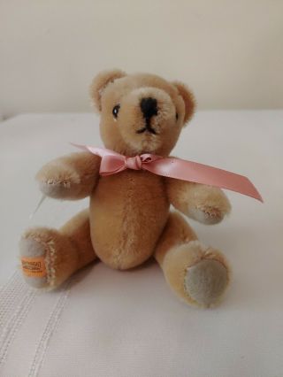 Merrythought Blonde Mohair Miniature Teddy Bear 6in Jointed Foot Label Uk