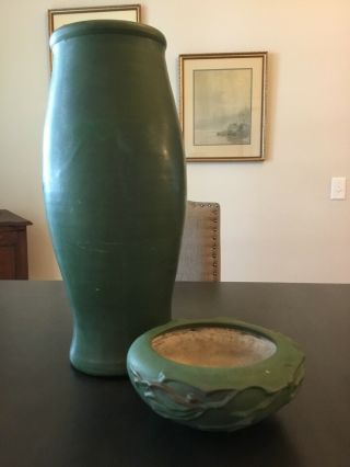 Weller Pottery Peters Reed Matte Green Arts & Crafts 19 1/4” Tall Vase C90