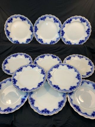 Grindley Hofburg 34 Pc Set Flow Blue Staffordshire Dinner Plates Bowls NO CHIPS 3