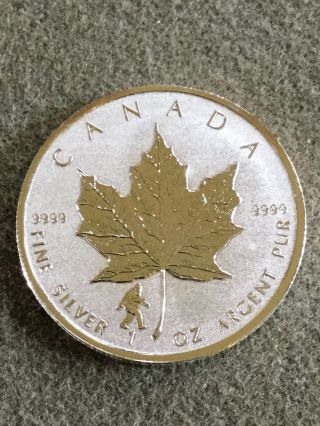 2016 Canada Maple Leaf,  Bigfoot Privy,  1 Oz.  9999 Silver Reverse Proof Coin,  Bu