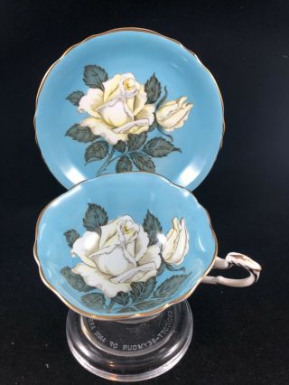 Paragon Blue Floating Rose Cup & Saucer