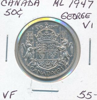 Canada 50 Cents 1947 George Vi - Vf