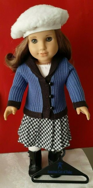 Retired American Girl Doll Rebecca’s School Outfit - Ag Hanger & White Beret