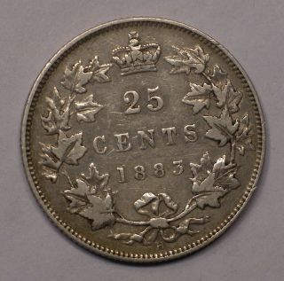 1883 - H Canada 25 Cent Coin Sterling Silver Queen Victoria Coin Km - 5