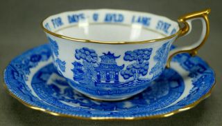 Set Of 5 Tea Cups & Saucers & 4 Dessert Plates Copeland Tiffany Blue Willow