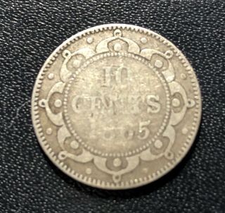 Canada (Newfoundland) 1865 10 Cents Silver Coin: Victoria 2