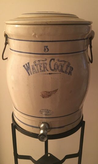 Vintage 5 Gallon Red Wing Water Cooler Crock.  Hard To Find