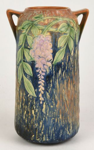 Roseville Pottery Blue Wisteria Vase Shape Number 639 - 10