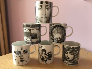Set of 6 PIERO FORNASETTI Porcelain Coffee Mugs for Rosenthal 1990s Germany 2