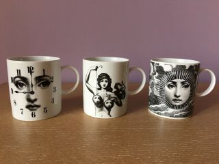 Set of 6 PIERO FORNASETTI Porcelain Coffee Mugs for Rosenthal 1990s Germany 3
