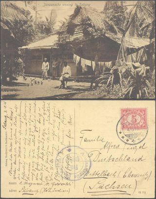 Dutch Indie Wwi 1915 - Postcard To Chemnitz Germany - Censor V7/30
