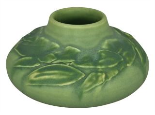 Rookwood Pottery 1907 Matte Green Leaves Squat Vase 979 (hicks)