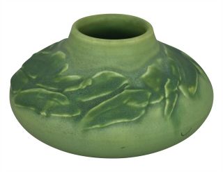 Rookwood Pottery 1907 Matte Green Leaves Squat Vase 979 (Hicks) 3