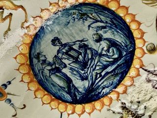 Very large monumental Italian Maiolica Cantagalli charger Istoriato style signed 3