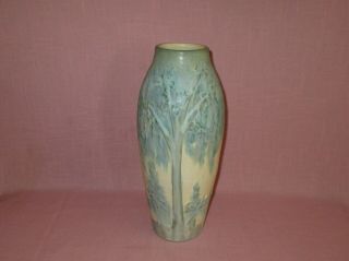 Ephraim Art Pottery Large Spanish Moss Tree Vase Newcomb College Style 13 1/8 "