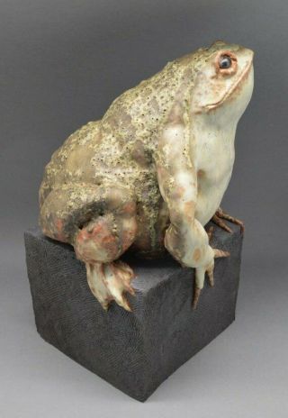 Art Studio Pottery Handmade Ceramic Big Sculpture Toad Frog Animal Figure France