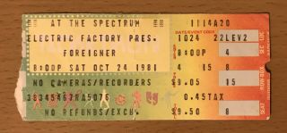 1981 Foreigner / Billy Squier Philadelphia Concert Ticket Stub 4 Tour Head Games