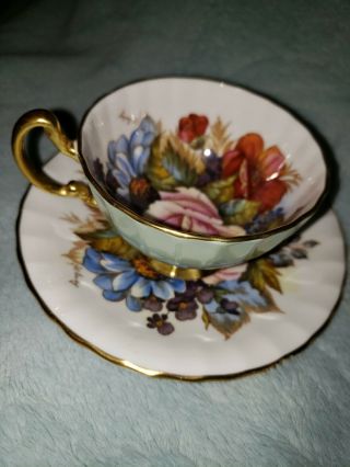 Spectacular And Rare Aynsley Cabbage Rose Teacup And Saucer Signed J A Bailey