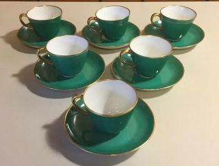 Vintage Mid Century Gio Ponti Richard Ginori Emerald Green Demitasse Tea Set 3