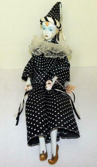 Show Stoppers Porcelain Musical Moveable 19 " Wind Up Doll With Polka Dot Outfit