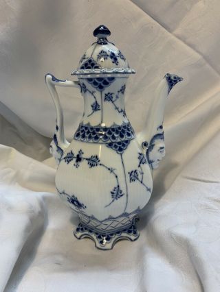 Royal Copenhagen Blue Fluted Full Lace Small Coffee Pot W/ Masks 1030