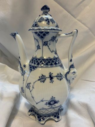 Royal Copenhagen Blue Fluted Full Lace Small Coffee Pot w/ Masks 1030 3