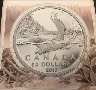 2015 Canada 99.  99 Pure Fine Silver 50 Dollars Beaver $50.  00 Unc Coin With Card