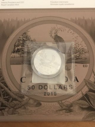 2015 Canada 99.  99 Pure Fine Silver 50 Dollars Beaver $50.  00 UNC Coin with Card 3
