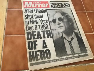 Daliy Mirror Newspaper John Lennon Death Of A Hero Dec 1980 Special Issue