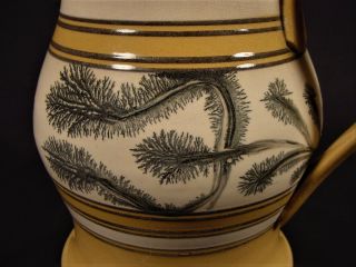 EXTREMELY RARE 1800s FINELY DECORATED BLACK MOCHA PITCHER MOCHAWARE YELLOW WARE 3
