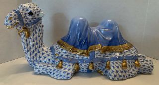 Vtg Herend Hungary Camel 10 " Figurine Blue Fishnet 15472 Kingdom Classic