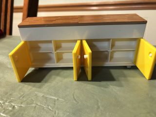 Vintage Tomy Smaller Home And Garden Dollhouse Miniature Bar Unit With Stools 2
