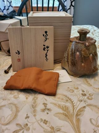 Karurezaki Ryuichi Japanese Bizen Tokkuri Vase Pottery Ceramics