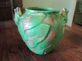 8 " Weller Coppertone Double Frog Vase / Jardiniere