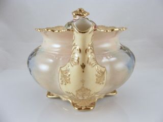VERY RARE AYNSLEY CABBAGE ROSE TEAPOT WITH HEAVY GOLD DETAIL SIGNED J.  A.  BAILEY 3