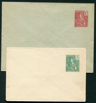 Indochina 1908 5c & 10c Postal Stationery Envelopes H&g B.  11,  B.  13