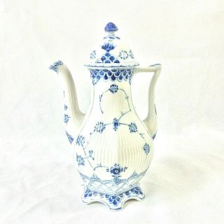 Royal Copenhagen Blue Fluted Full Lace Coffee Pot 1202 1st Q 6 Cup Or 1l 11.  25 " H