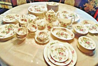 Vintage 1950s 90 Piece Dinnerware Set Wedgwood Charnwood Pattern