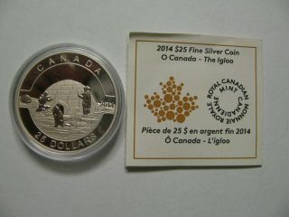 2014 Proof $25 O Canada 1 - The Igloo Coin&coa Only Toned 1oz.  9999 Silver